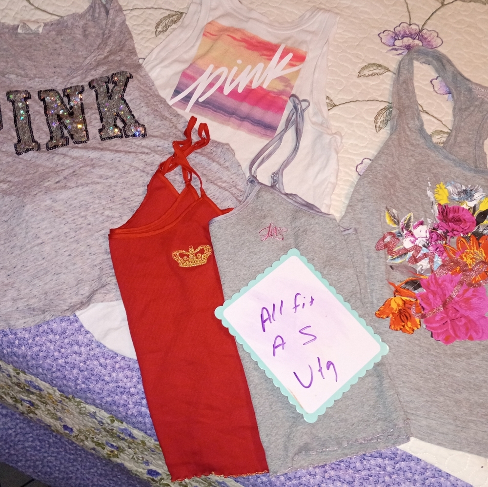 Vintage Y2K VS Victoria Secret Tank Top Lot Bundle Pink Bling Shirt S
